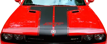 2008 to 2014 Dodge Challenger T-Hood Decal . Installed on Car