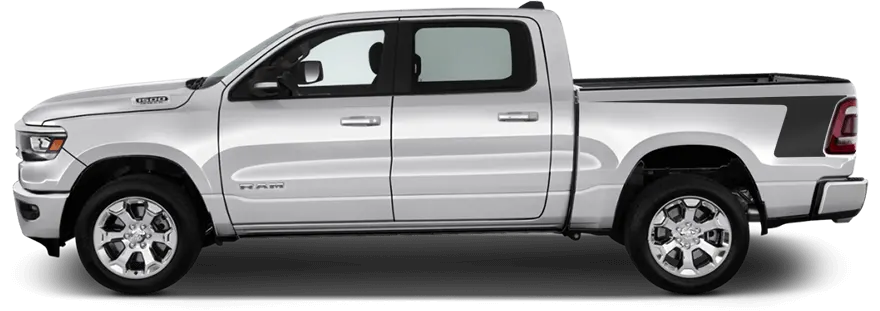 2019 to Present Dodge RAM 1500 Rear Bedside Hockey Stripes . Installed on Car