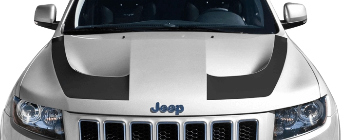 2011 to 2022 Jeep Grand Cherokee SRT Hood Hockey Stick Stripes . Installed on Car